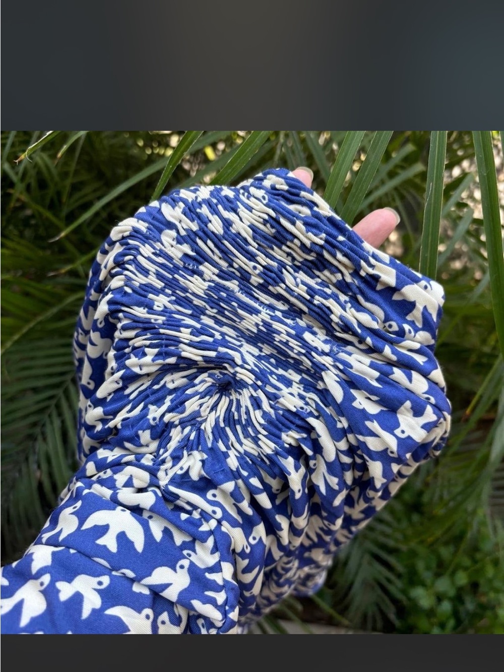 Anthropologie Leifnotes Royal Blue Bird Print Ruched Draped Dress size S - Picture 7 of 7